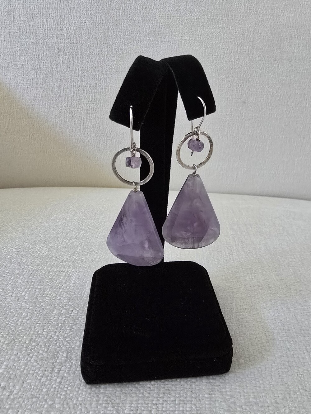 Deb Guyot Sterling Silver Faceted Purple Teardrop Amethyst Dangle Earrings
